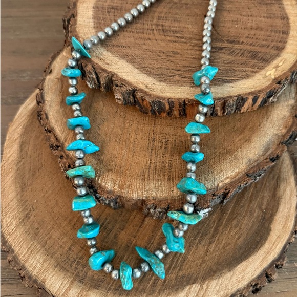 Native American Style Turquoise and Sterling Silver Necklace - Picture 2 of 11